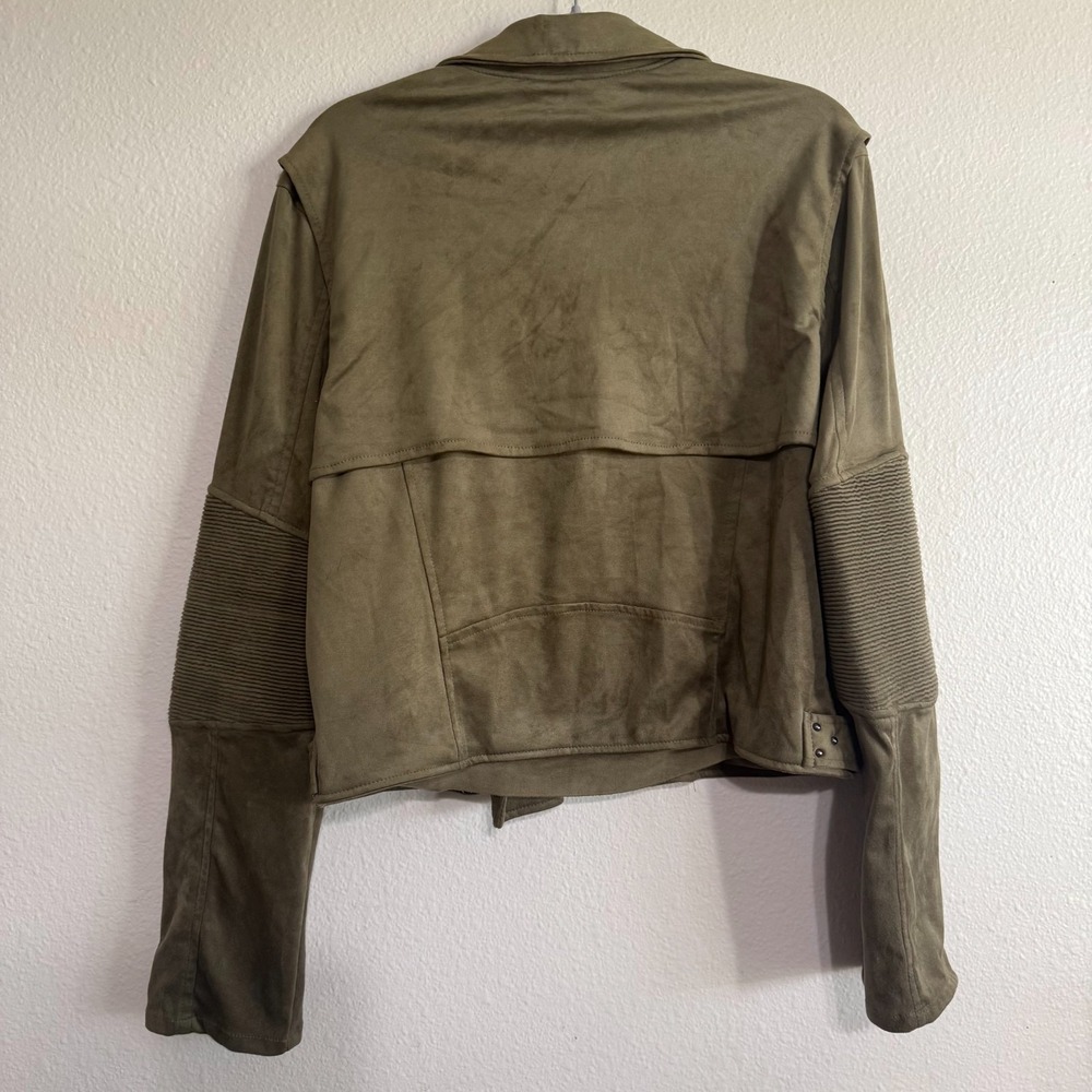 BLANKNYC Moto Jacket Women's Large Smokey Sage Asymmetrical Zip Retro Biker‎ - Picture 8 of 13
